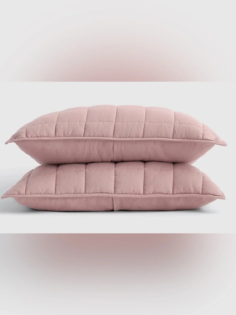 Quince European Linen Box Quilted Sham Set, King (Dusty Mauve)